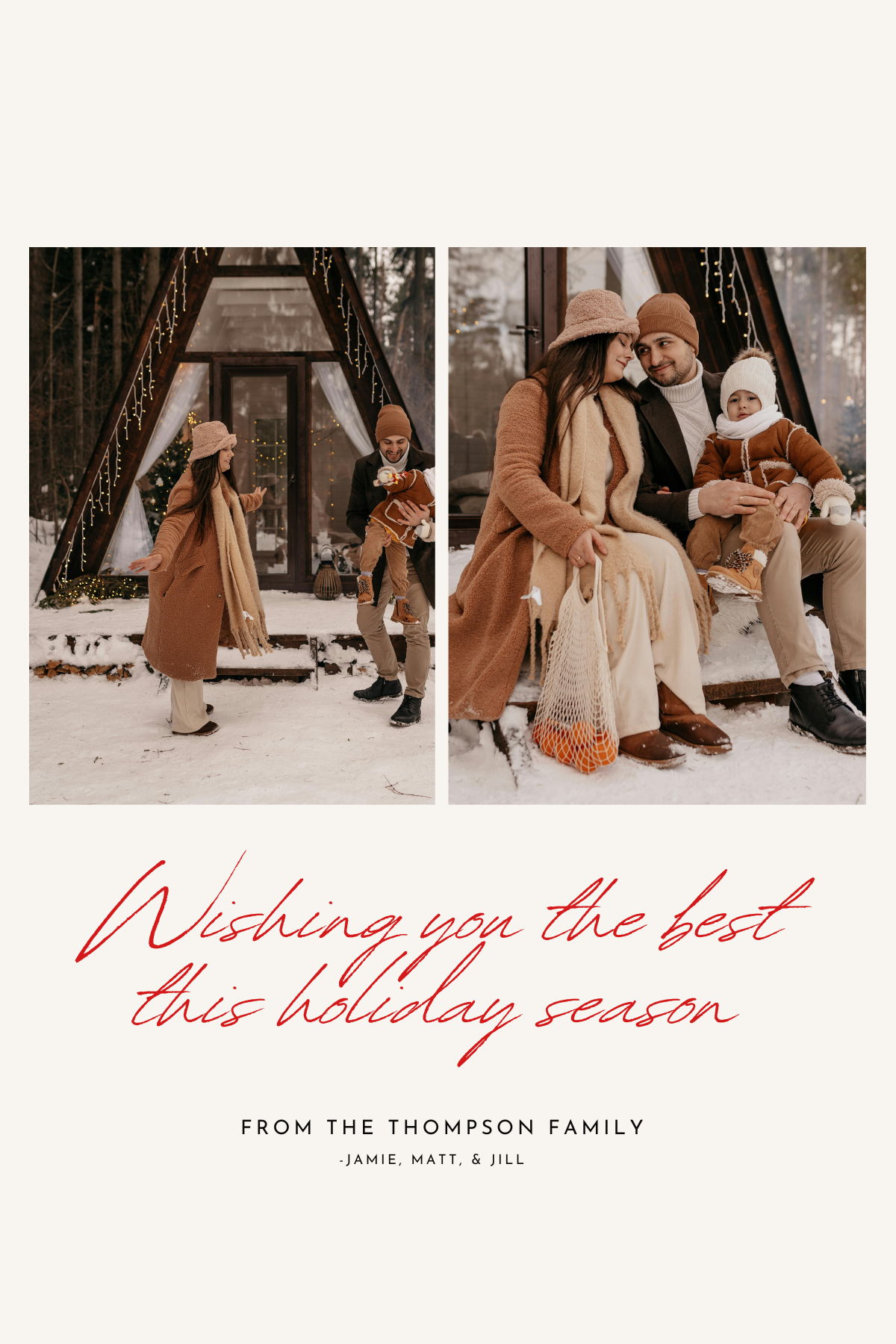 Vintage Holiday Card Template | Editable Printable Design with Cursive Font | Vertical 4x6 or 5x7