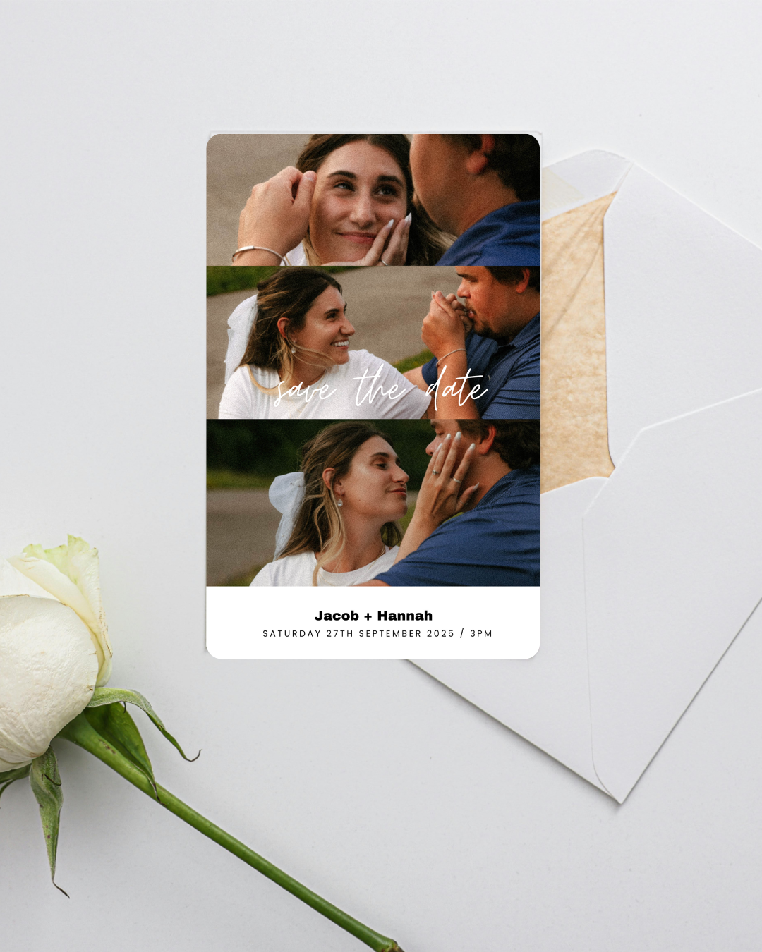 Save the Date Editable Template | 3-Photo Design | Vertical 4"x6" Format