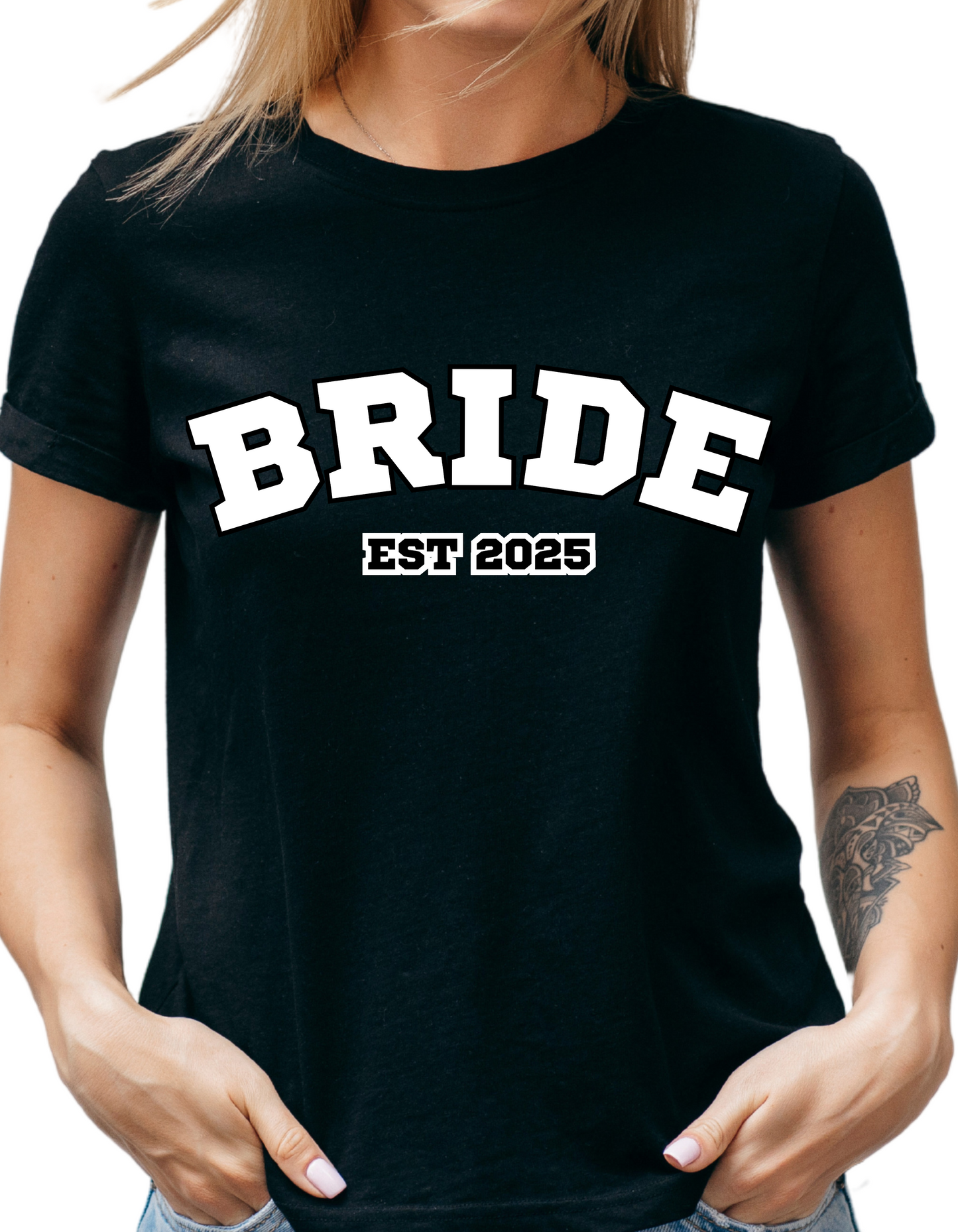 BRIDE Comfort Colors T-Shirt // Vintage- Inspired, Bold Sports Lettering, Black Unisex Tee