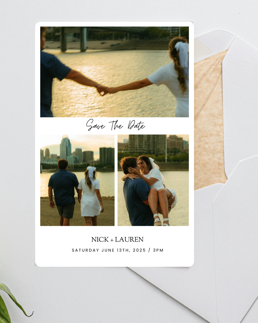 Save the Date Editable Template | 3-Photo Design | Vertical 4"x6" Format