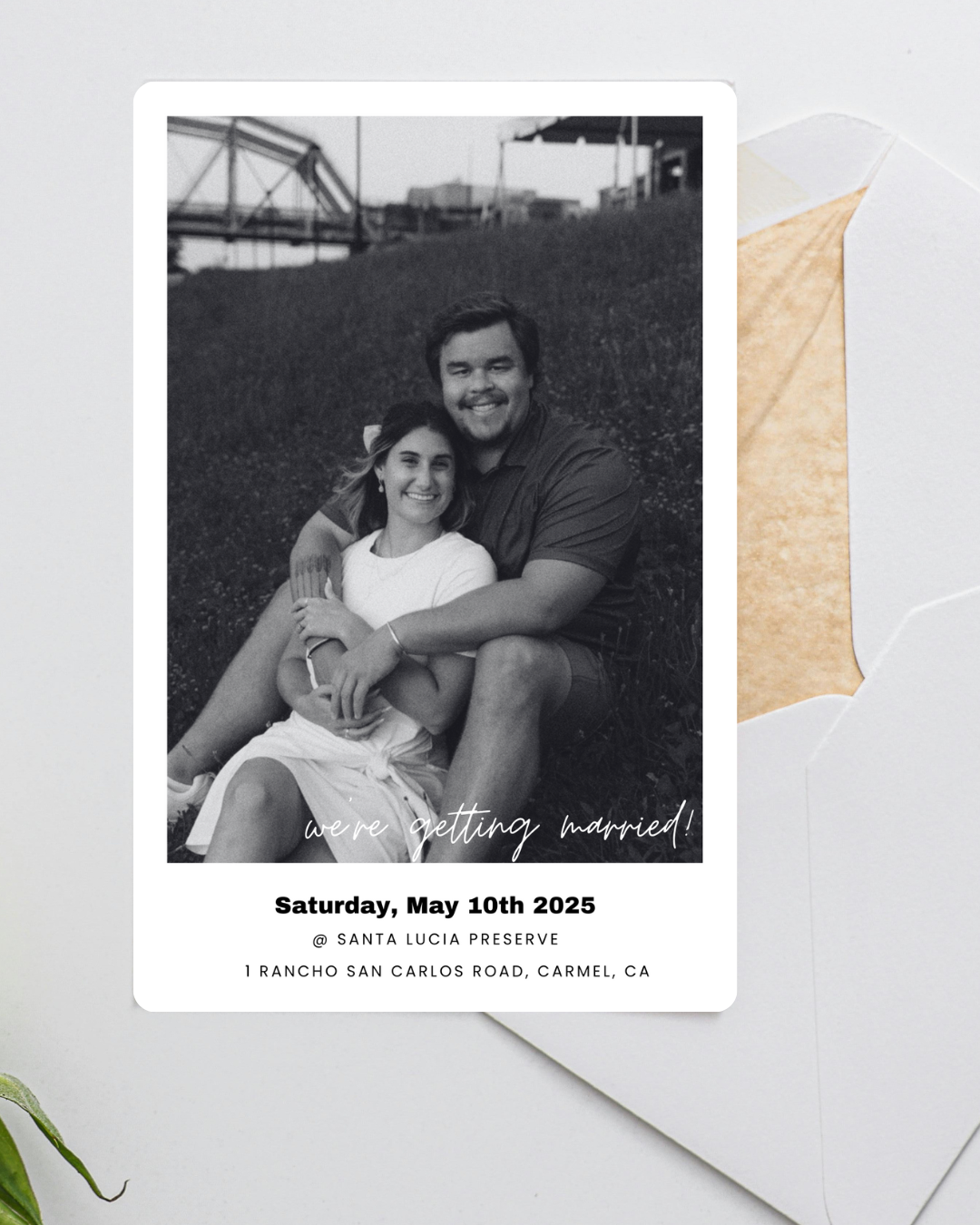 Save the Date Editable Template | 3-Photo Black & White Design | Vertical 4"x6" Format