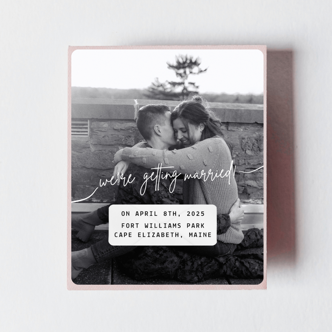 Save the Date Editable Template | Minimalist Black & White Design | 5x5 Square Card