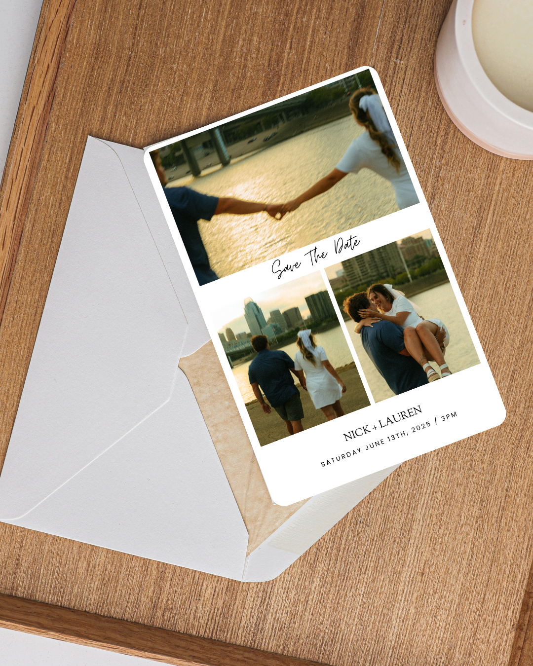 Save the Date Editable Template | 3-Photo Design | Vertical 4"x6" Format