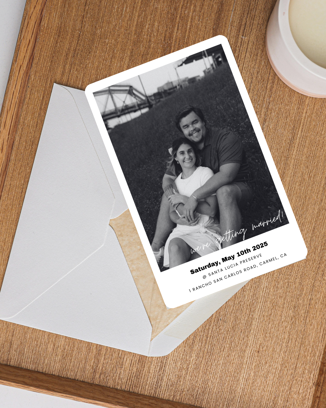 Save the Date Editable Template | 3-Photo Black & White Design | Vertical 4"x6" Format