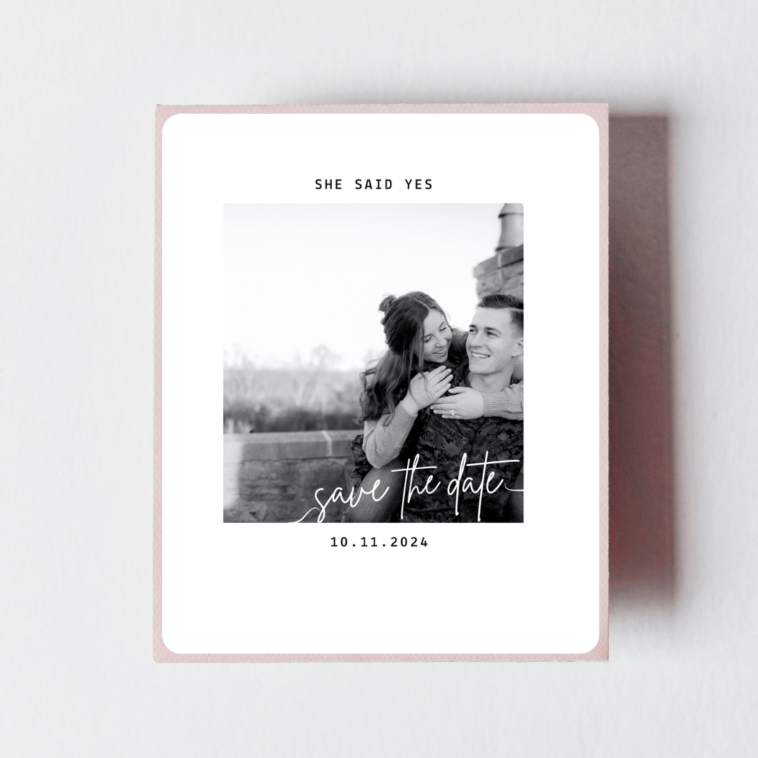 Save the Date Editable Template | Minimalist Black & White Design | 5x5 Square Card