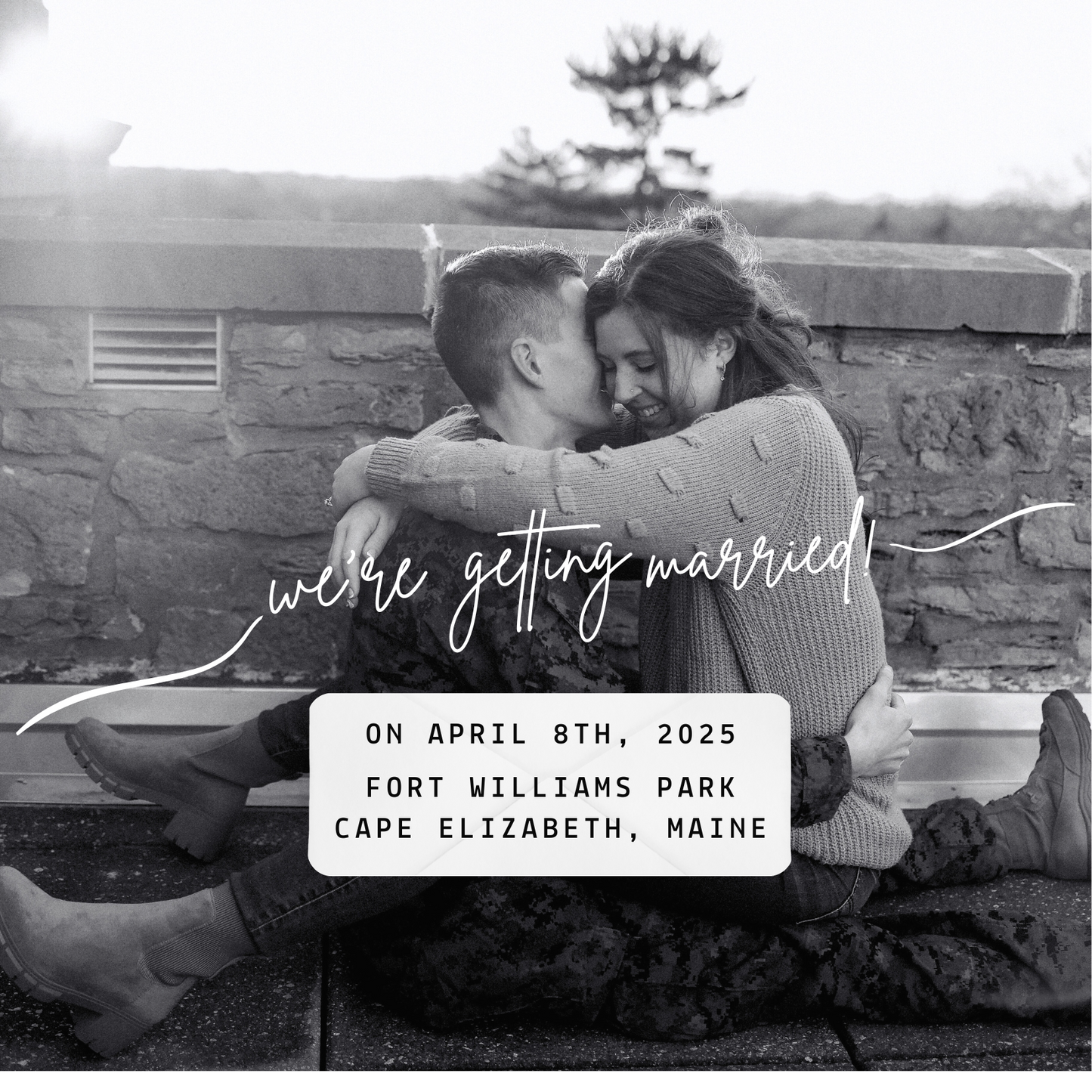 Save the Date Editable Template | Minimalist Black & White Design | 5x5 Square Card