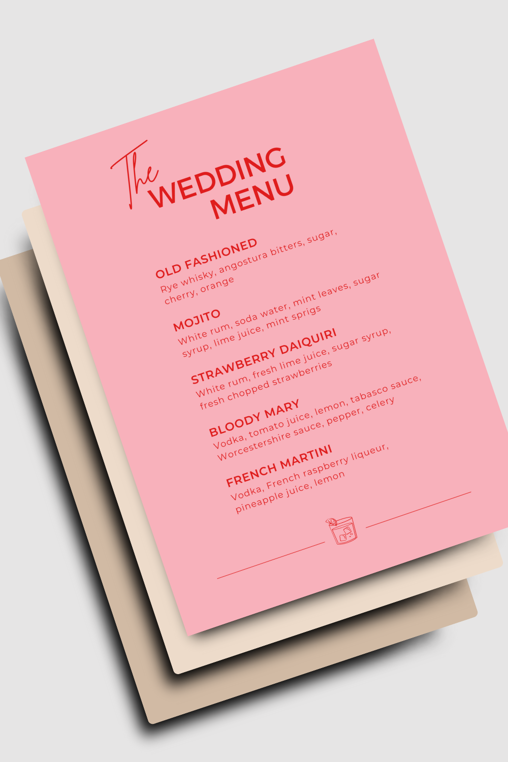 Wedding Drink Menu PDF Printable Editable Template