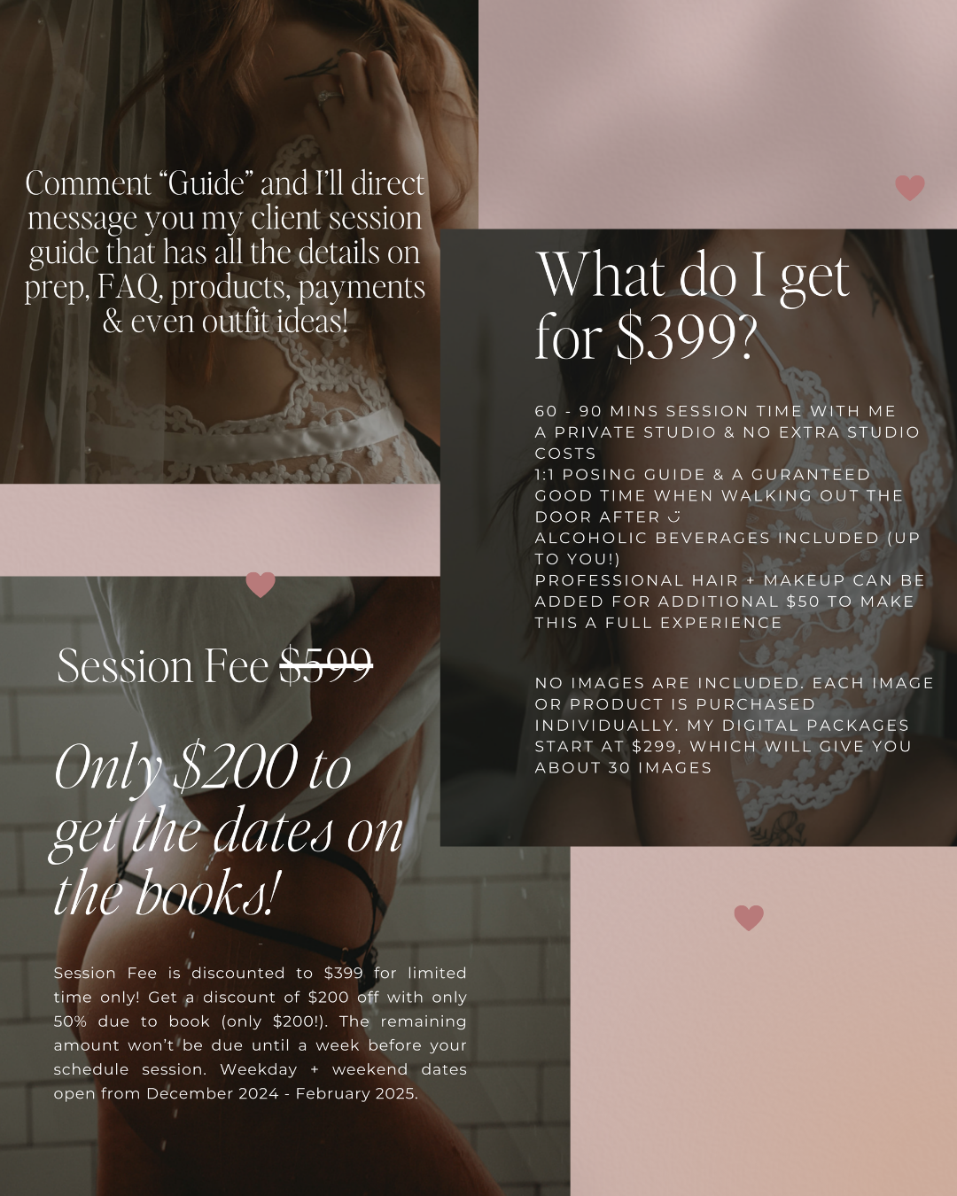 Boudoir Photographer Instagram Template - Boudoir Session Offer Template used for Instagram + Email Templates