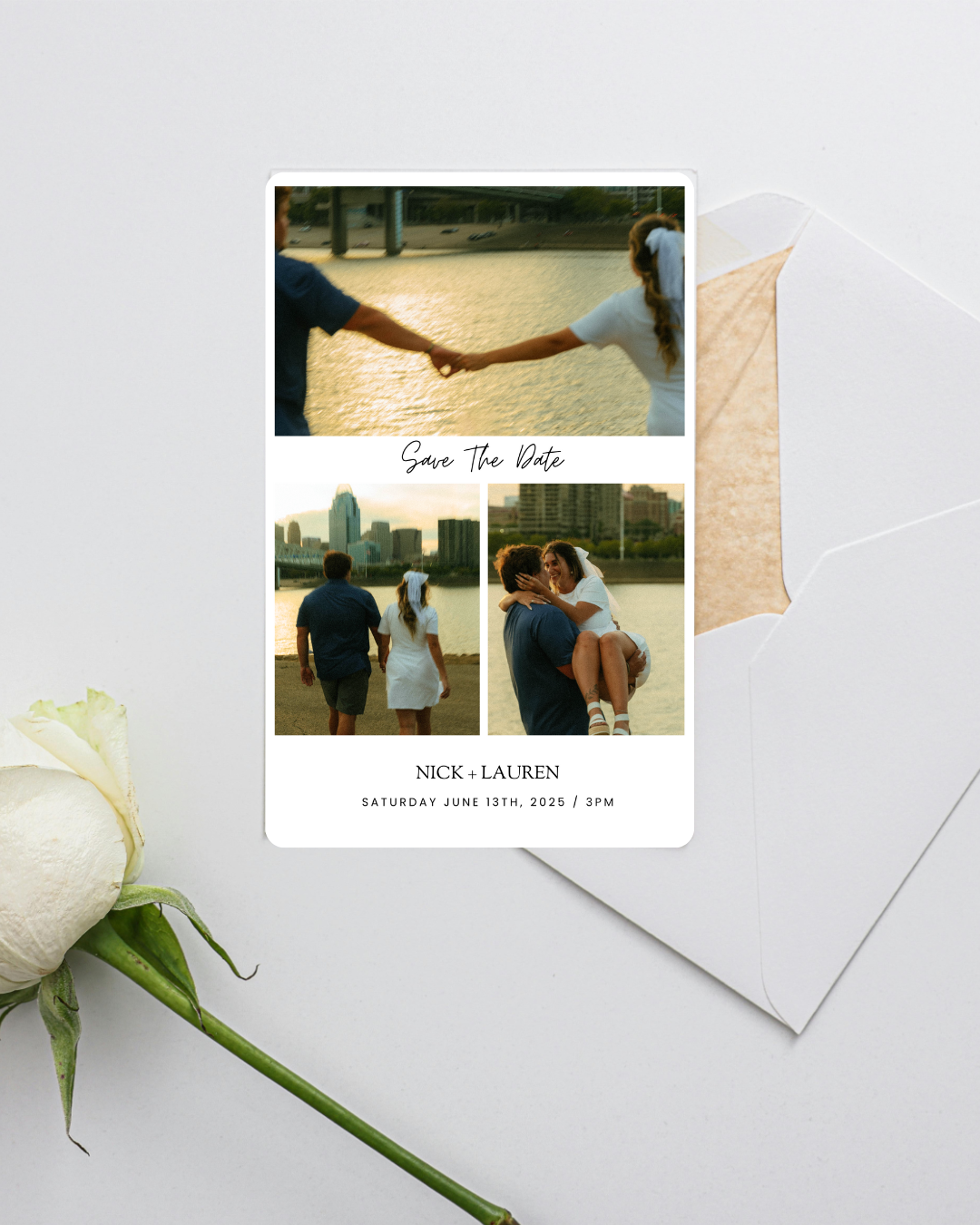 Save the Date Editable Template | 3-Photo Design | Vertical 4"x6" Format