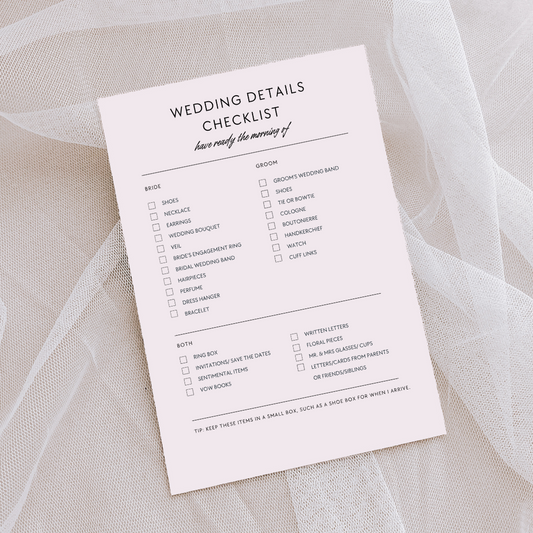 Wedding Detail Photos Checklist : A Checklist of Items to have Ready for your Wedding Photographer the morning of