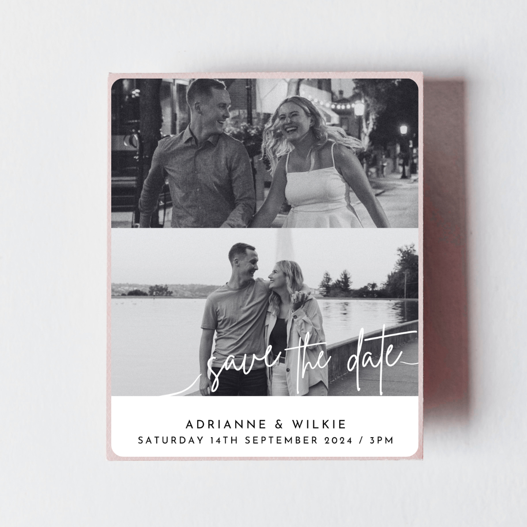 Save the Date Editable Template | Minimalist Black & White with Elegant Cursive | 5x5 Square Card