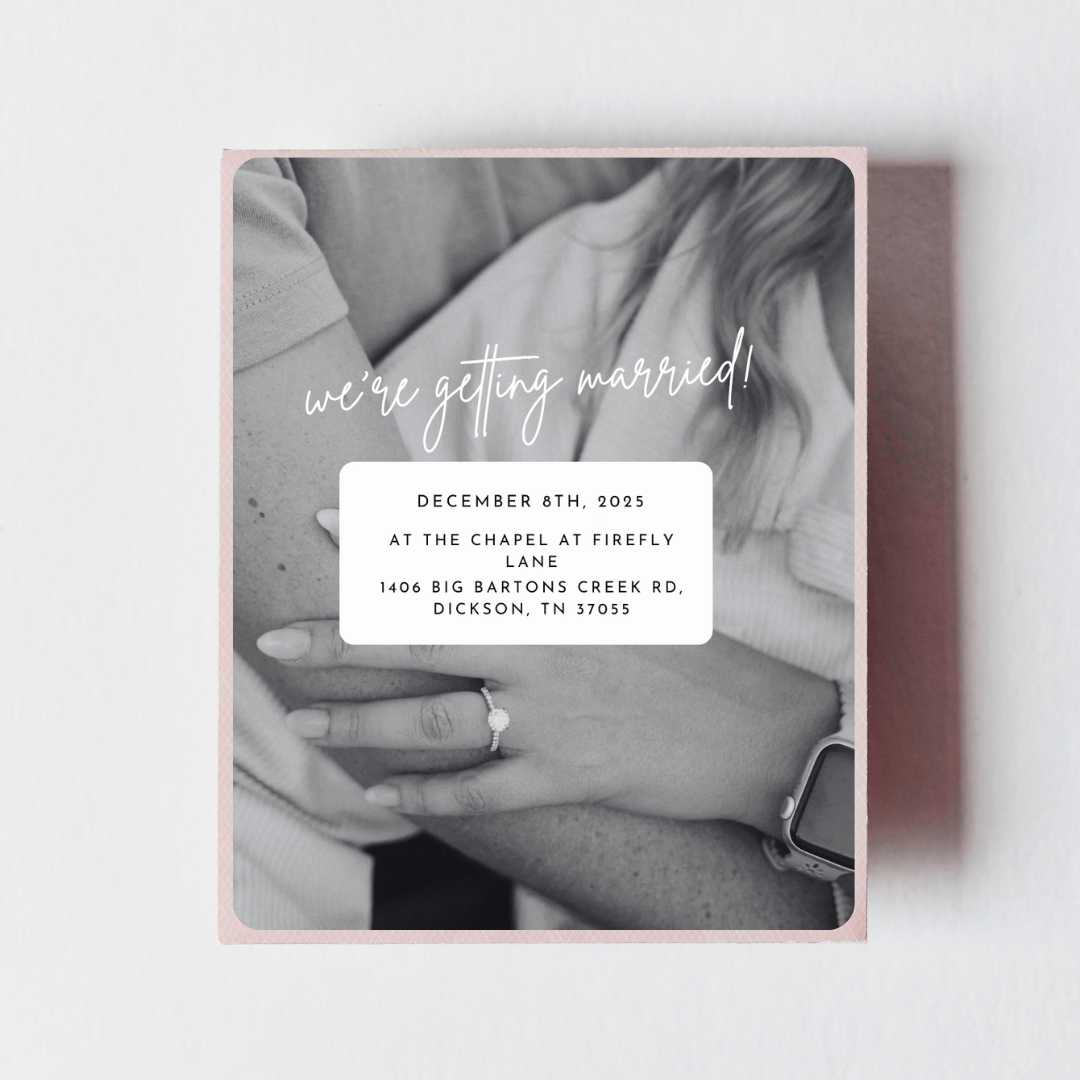 Save the Date Editable Template | Minimalist Black & White with Elegant Cursive | 5x5 Square Card